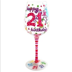 Top Shelf hand painted 21st Birthday Wine Glass